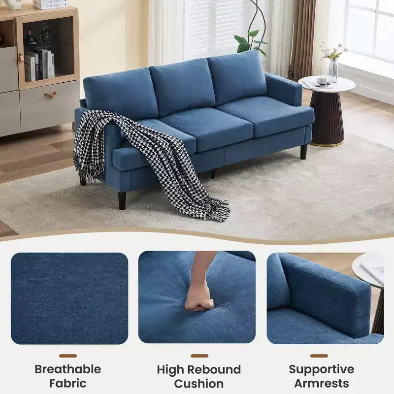 Divano dal Design Semplice - Divano Moderno in Tessuto con Telaio in Legno e Cuscini Confortevoli