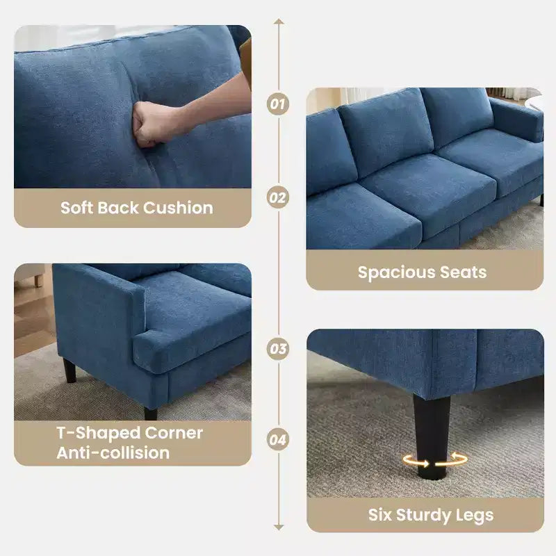 Divano dal Design Semplice - Divano Moderno in Tessuto con Telaio in Legno e Cuscini Confortevoli