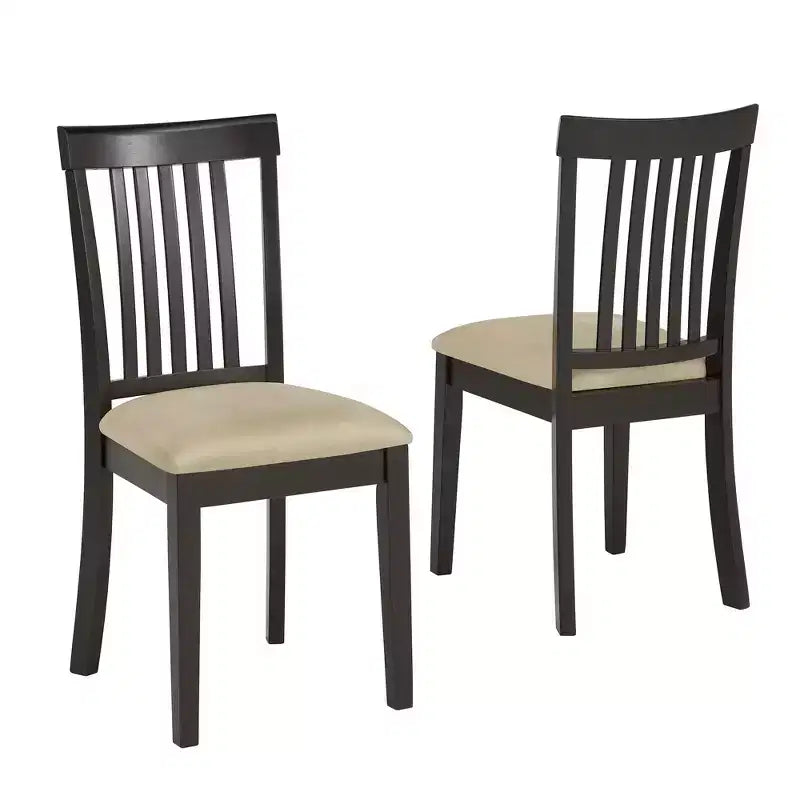  Black Wood Beige Microfiber Mission Back Dining Chairs (Set of 2) - Black/Beige - iNSPIREQ