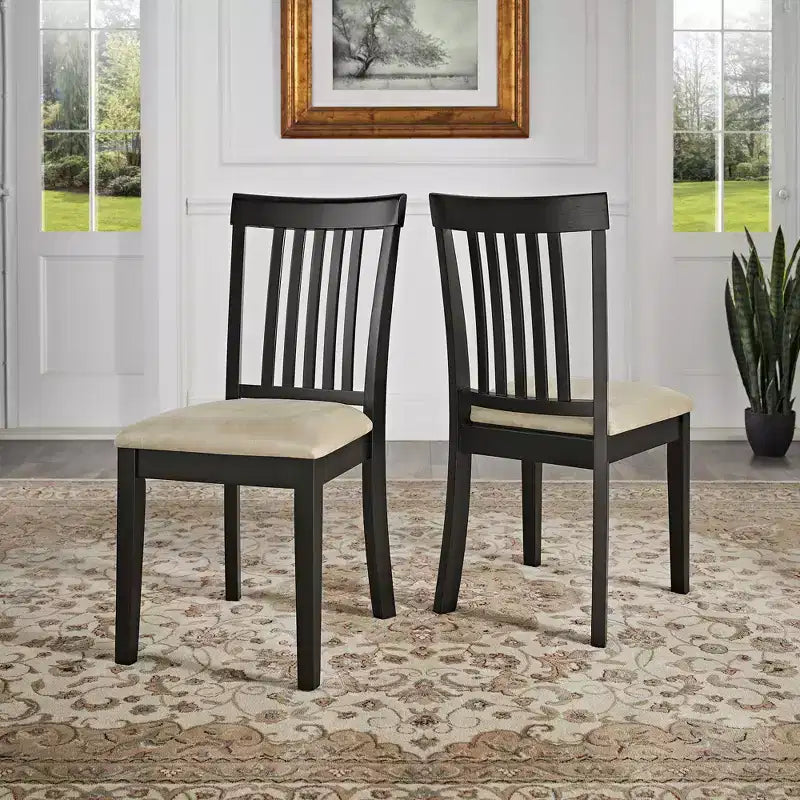 Sedie da pranzo con schienale Mission in microfibra beige e legno nero - Nero/Beige