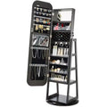 360 Swivel Jewelry Cabinet, 63-inch Tall, Full-Length Mirror with Storage, Standing Rotatable Jewelry Armoire Organizer,with 2 Keys, Black