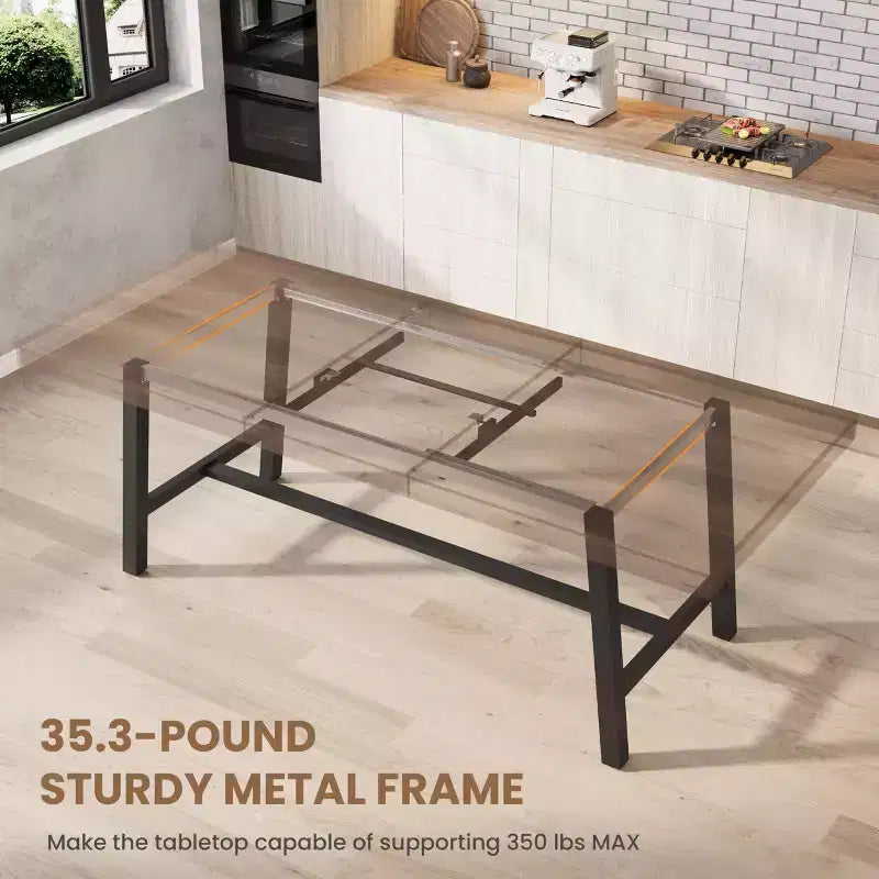 Tavolo da Pranzo Estensibile da 63-83", Tavolo Rettangolare Industriale per 6-8 Persone, Tavolo da Cucina Rustico Marrone Allungabile con Robusta Struttura in Metallo