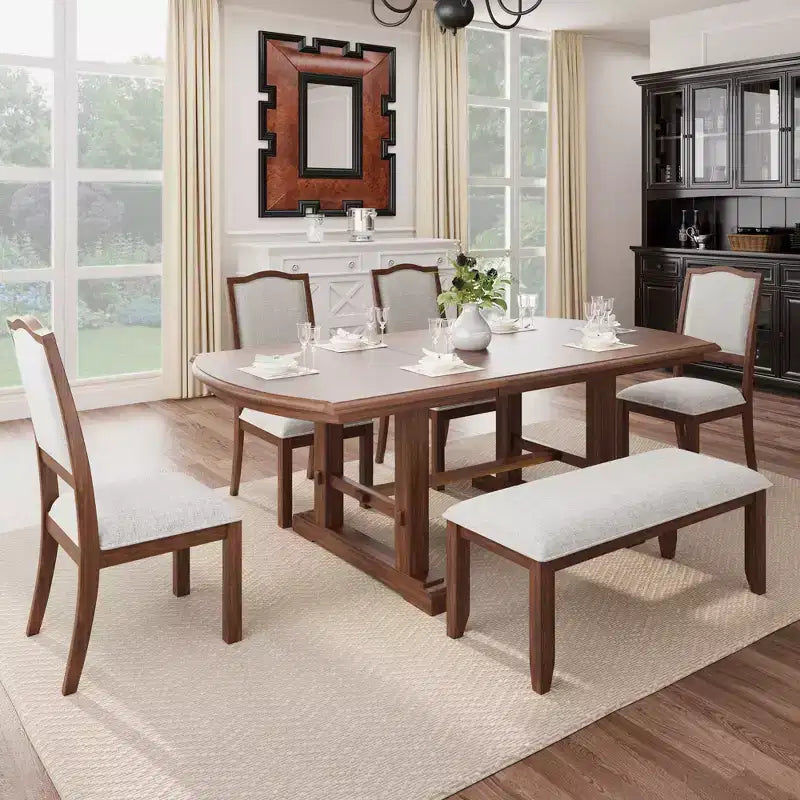 Set tavolo da pranzo, tavolo da pranzo allungabile in legno 60-78 con prolunga rimovibile