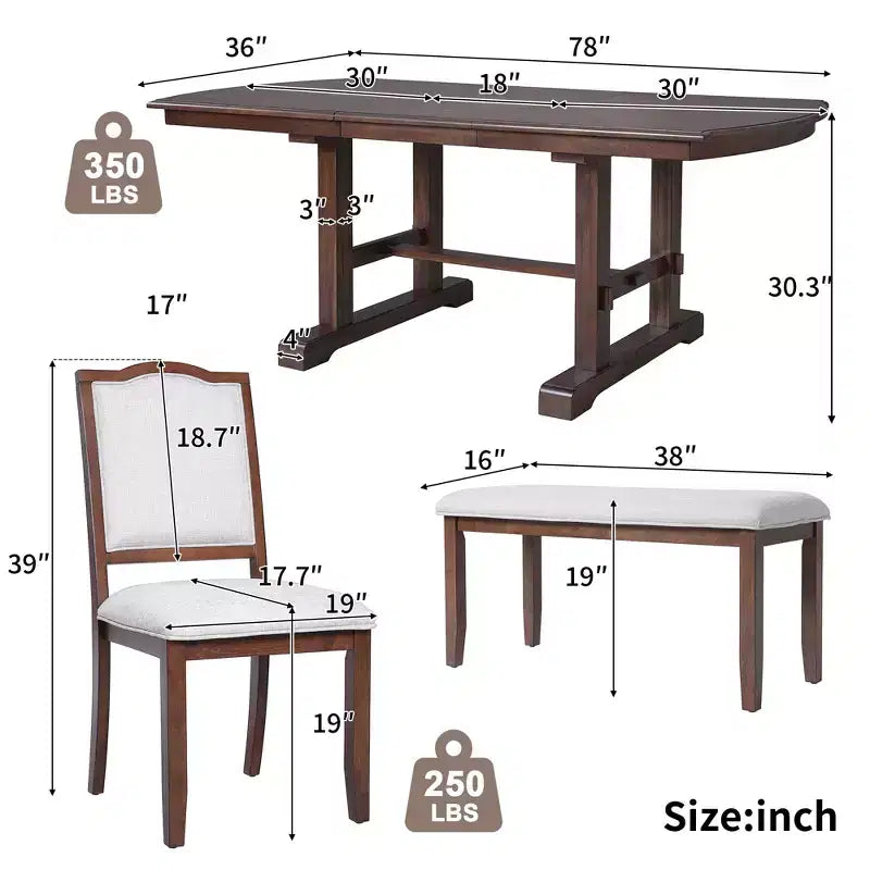 Set tavolo da pranzo, tavolo da pranzo allungabile in legno 60-78 con prolunga rimovibile