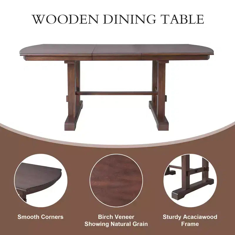 Set tavolo da pranzo, tavolo da pranzo allungabile in legno 60-78 con prolunga rimovibile