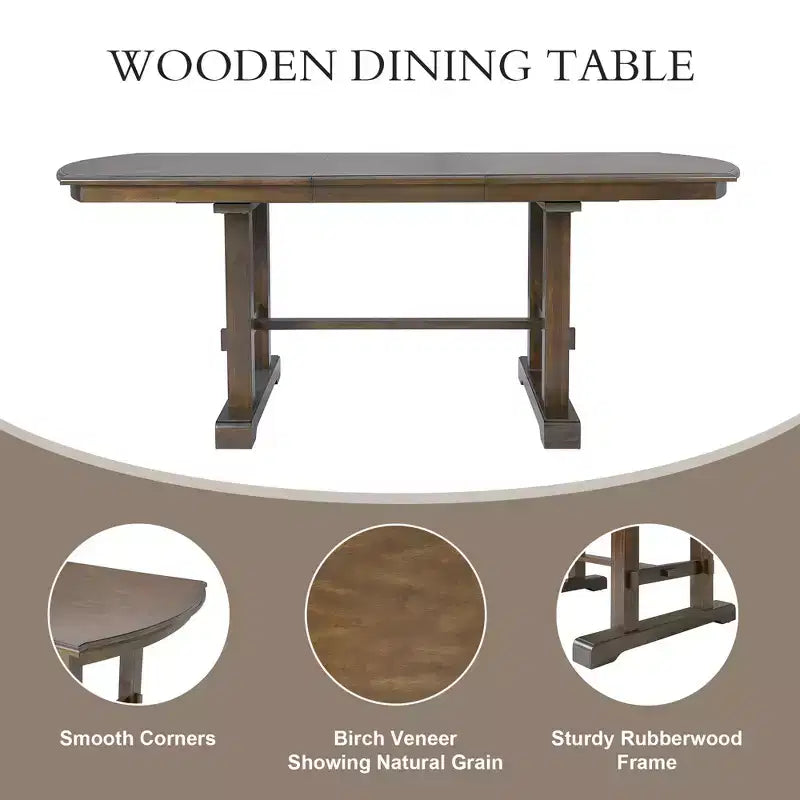 Set tavolo da pranzo, tavolo da pranzo allungabile in legno 60-78 con prolunga rimovibile