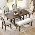   6-Piece Dining Table Set, 60-78 Extendable Wood Dining Table with Removable Leaf