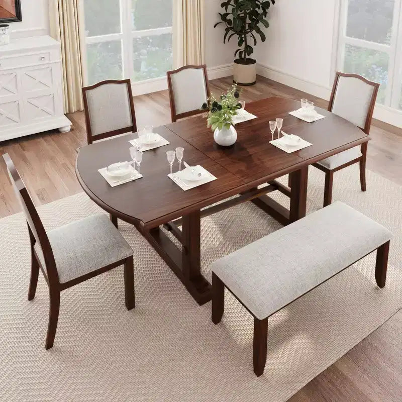 Set tavolo da pranzo, tavolo da pranzo allungabile in legno 60-78 con prolunga rimovibile