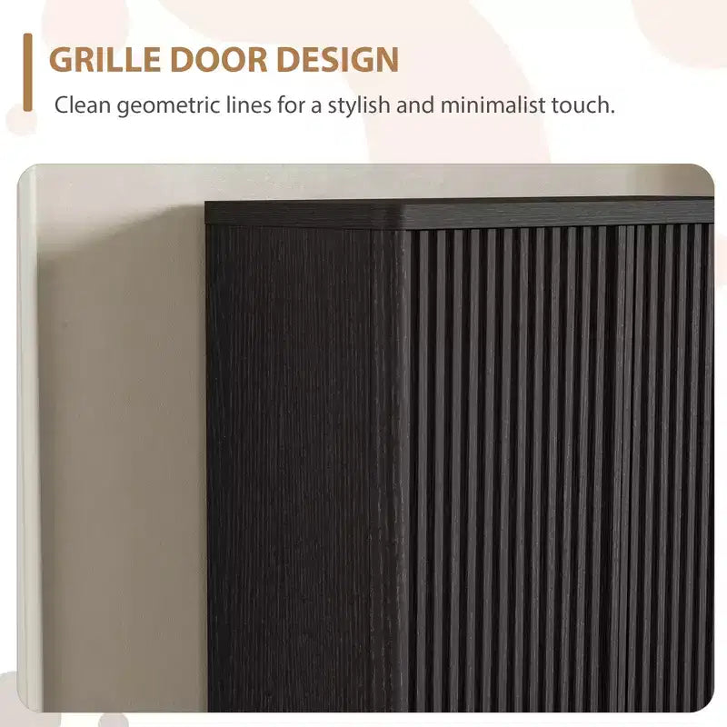 Scarpiera Moderna in Legno da 80 cm con Ripiani Regolabili, Ante Scanalate, Grande Organizzatore di Scarpe per Ingresso, Contiene 25-30 Paia, per Corridoio o Soggiorno