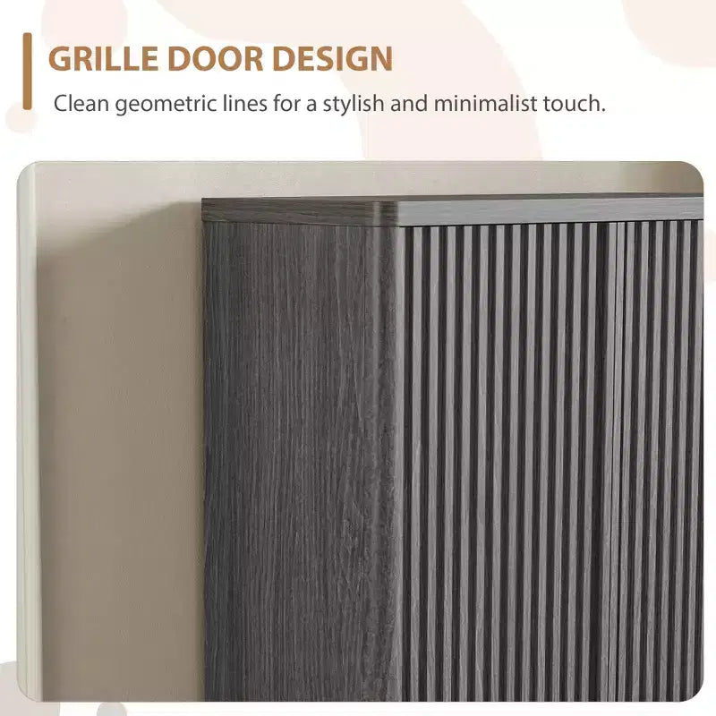 Scarpiera Moderna in Legno da 80 cm con Ripiani Regolabili, Ante Scanalate, Grande Organizzatore di Scarpe per Ingresso, Contiene 25-30 Paia, per Corridoio o Soggiorno