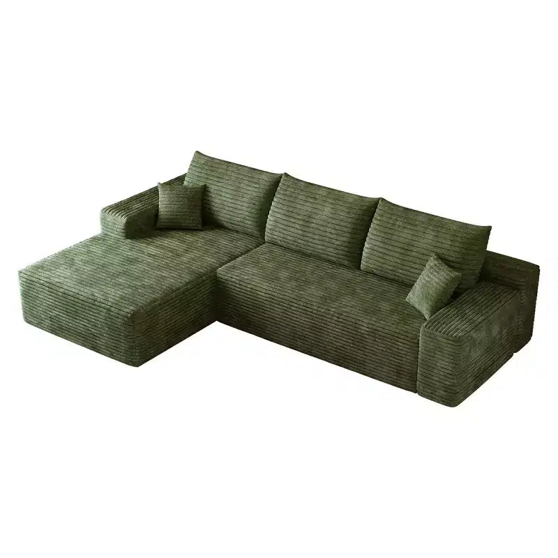 Divano componibile a L moderno 107 con chaise longue, divano modulare con seduta profonda per soggiorno, camera da letto, salotto