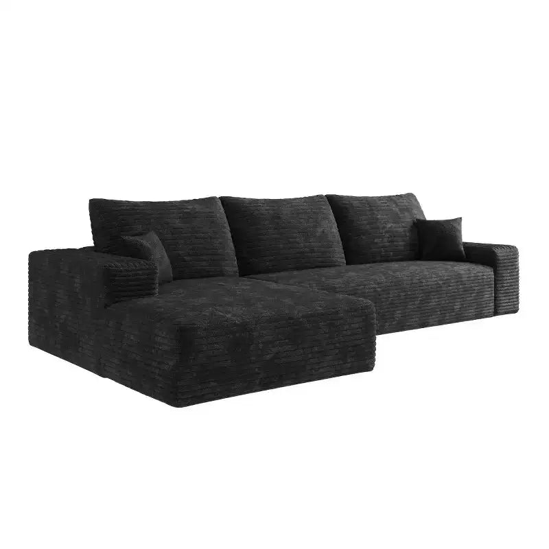 Divano componibile a L moderno 107 con chaise longue, divano modulare con seduta profonda per soggiorno, camera da letto, salotto