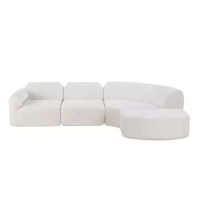 Divano Sezionale Curvo a L Moderno 111 con Pouf, Divano Imbottito a Seduta Profonda, Divano a 3 Posti per Soggiorno e Salotto