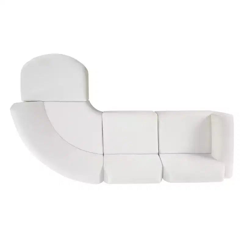Divano Sezionale Curvo a L Moderno 111 con Pouf, Divano Imbottito a Seduta Profonda, Divano a 3 Posti per Soggiorno e Salotto