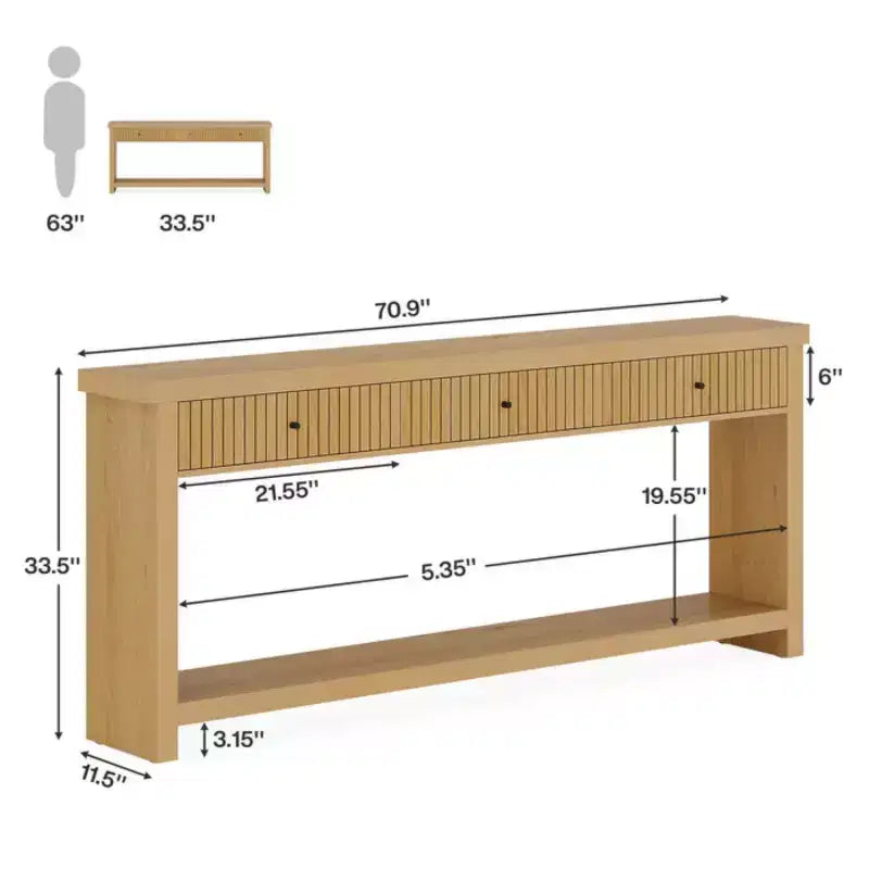 Consolle in legno a 3 cassetti da 70 W