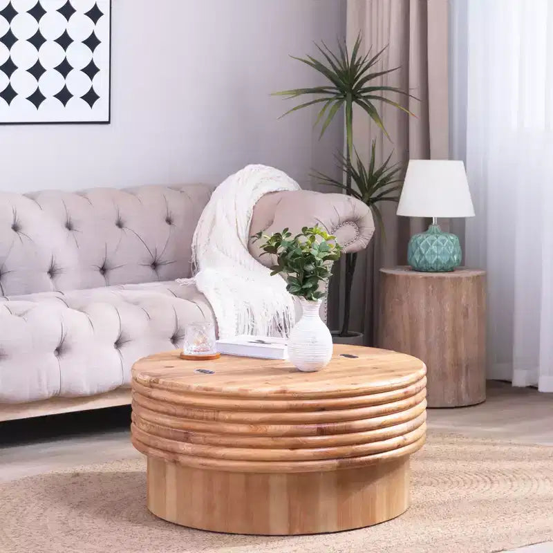   Round Lift Top Coffee Table with Hidden Storage