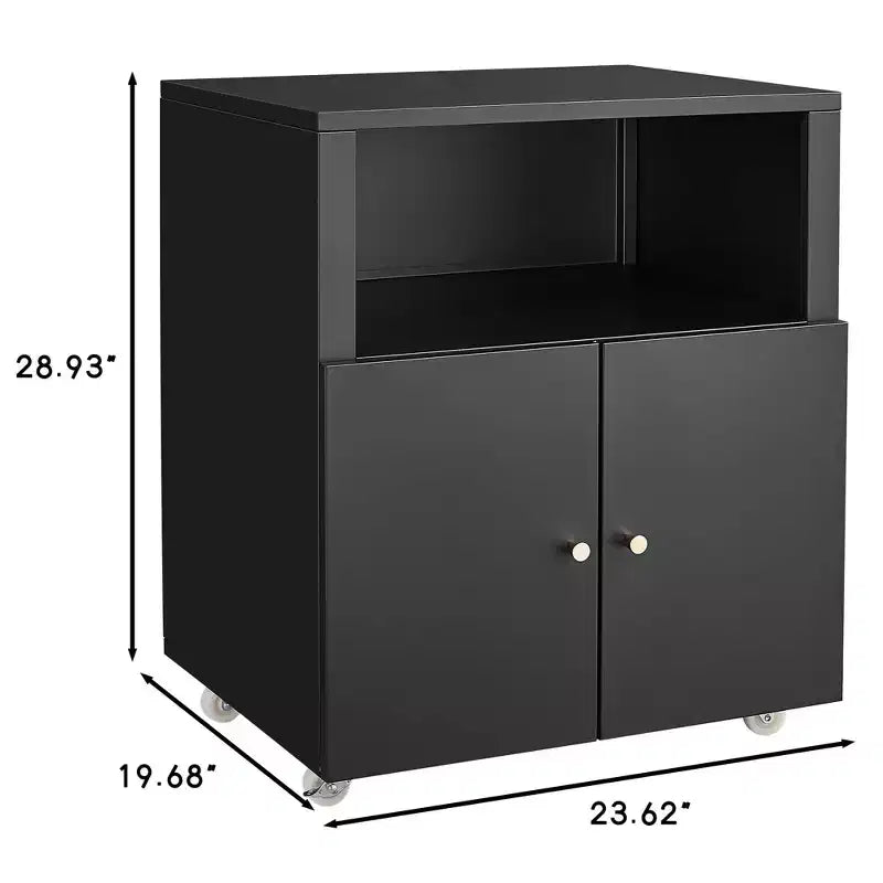 Armadietto mobile in metallo resistente per stampante con 2 ante e ripiano portaoggetti, supporto per stampante sotto scrivania, schedario su ruote per ufficio a casa, garage, officina