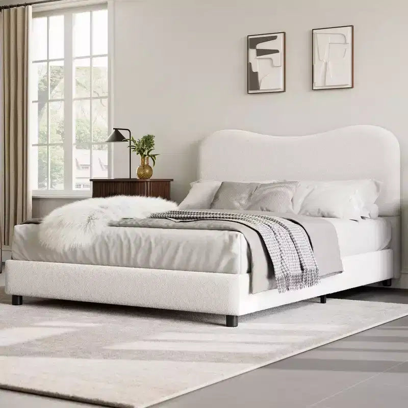 Struttura letto imbottita per bambini, design a piattaforma bassa, robuste doghe in legno, nessun materasso a molle richiesto, silenzioso e facile da montare.