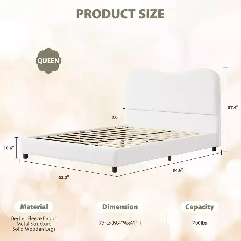 Struttura letto imbottita per bambini, design a piattaforma bassa, robuste doghe in legno, nessun materasso a molle richiesto, silenzioso e facile da montare.