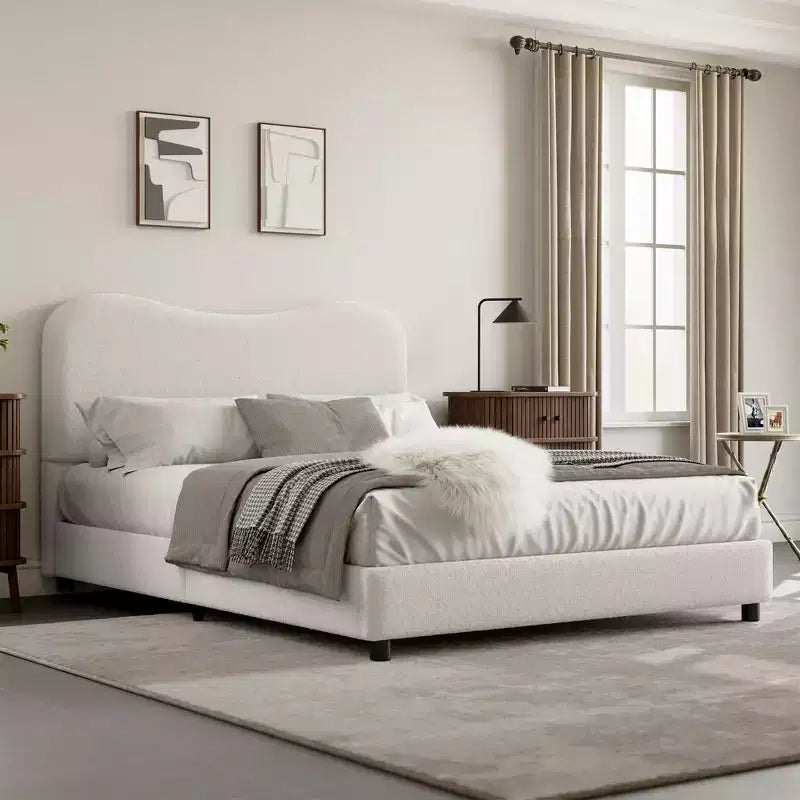 Struttura letto imbottita per bambini, design a piattaforma bassa, robuste doghe in legno, nessun materasso a molle richiesto, silenzioso e facile da montare.