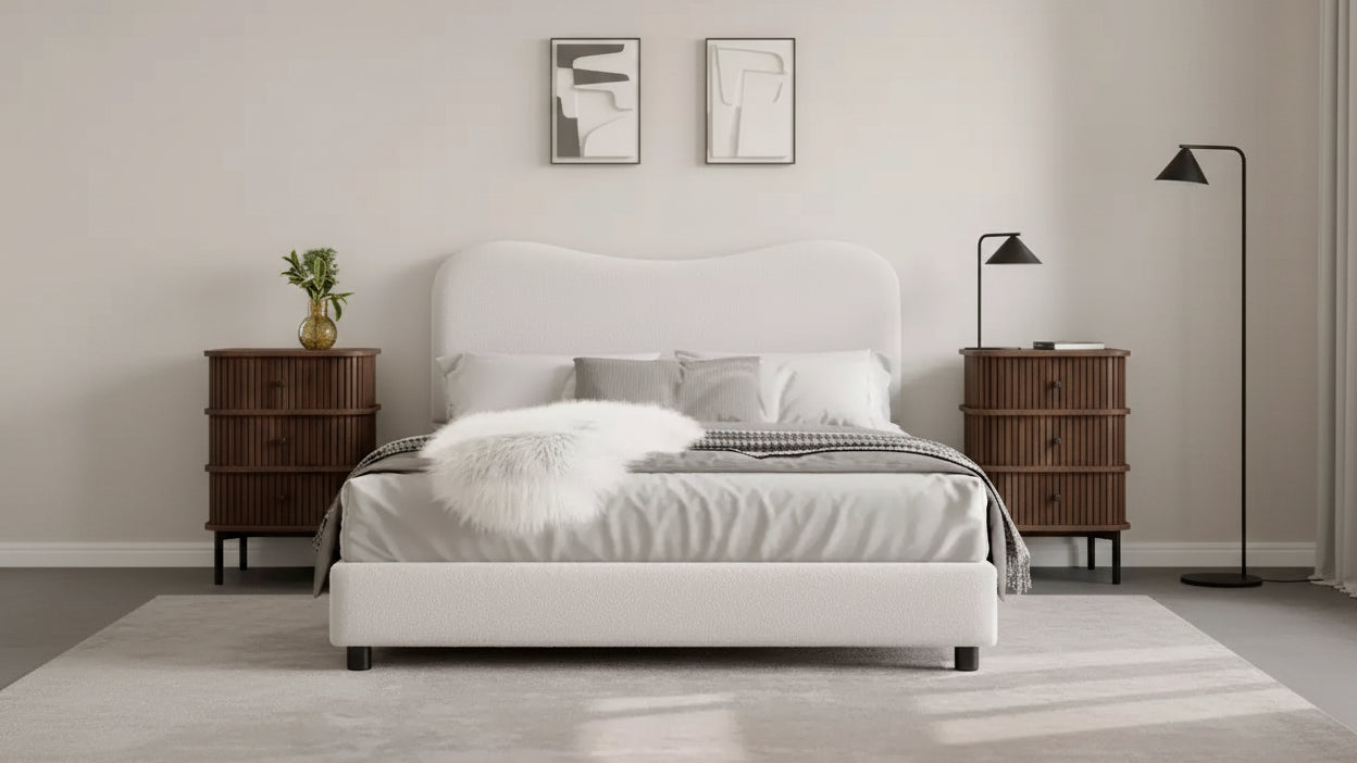 Struttura letto imbottita per bambini, design a piattaforma bassa, robuste doghe in legno, nessun materasso a molle richiesto, silenzioso e facile da montare.