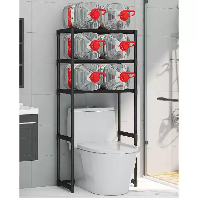 Mobiletto salvaspazio a 3 ripiani da appoggio sopra il WC, scaffale organizer autoportante per bagno, facile da montare, per bagno