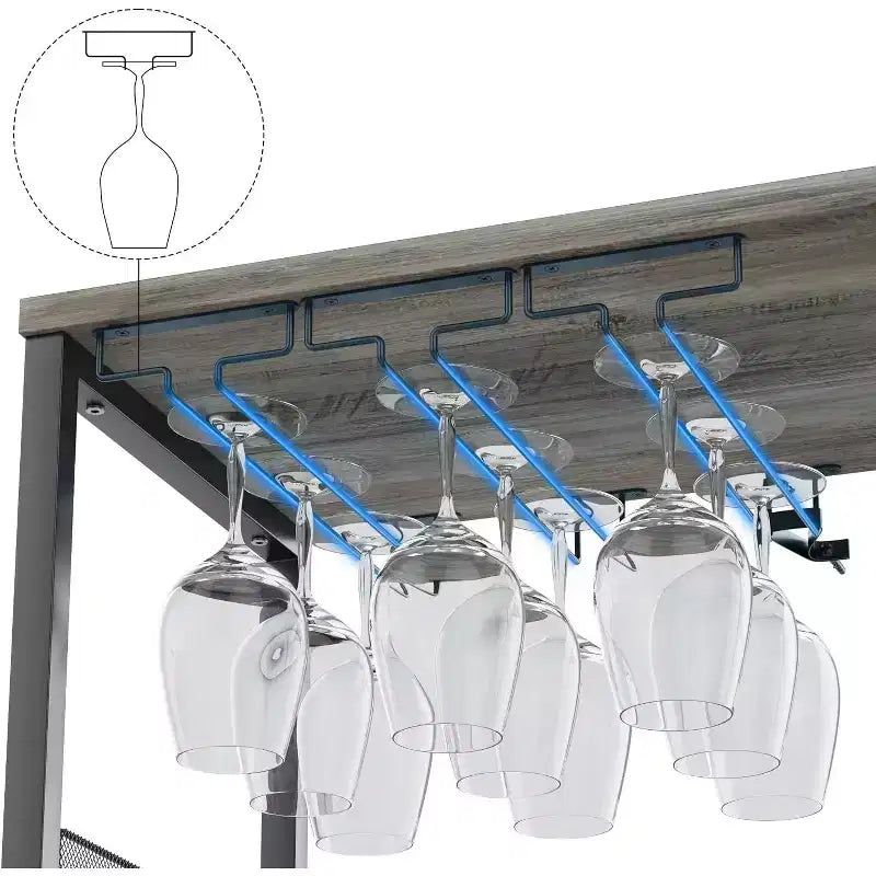 Mobiletto Bar da Caffè e Vino con Portabottiglie Rimovibile, Porta Bicchieri, Cassetto e Credenza con Ante in Rete, Contenitore per Sala da Pranzo, Cucina