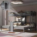  Twin over Twin & Twin Bunk Bed with Built-in Desk and Storage Shelves, Reading Lamp, 3 Beds in 1 Design