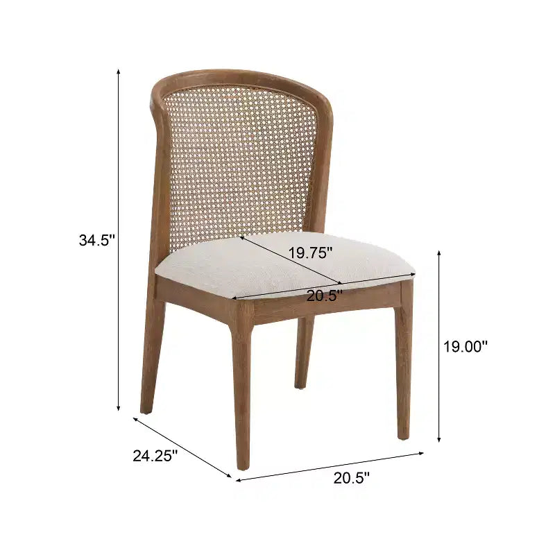 Set da pranzo espandibile in legno di Hevea con sedie rivestite in tessuto di rattan