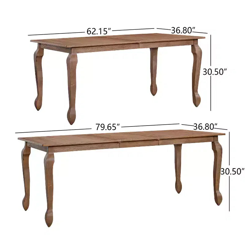 Set da pranzo espandibile in legno di Hevea con sedie rivestite in tessuto di rattan