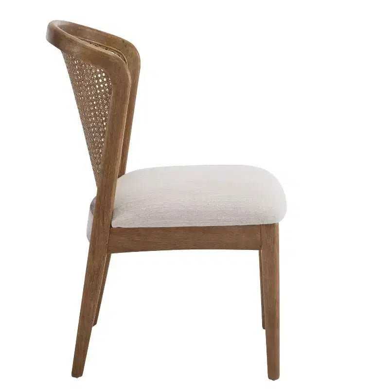 Set da pranzo espandibile in legno di Hevea con sedie rivestite in tessuto di rattan