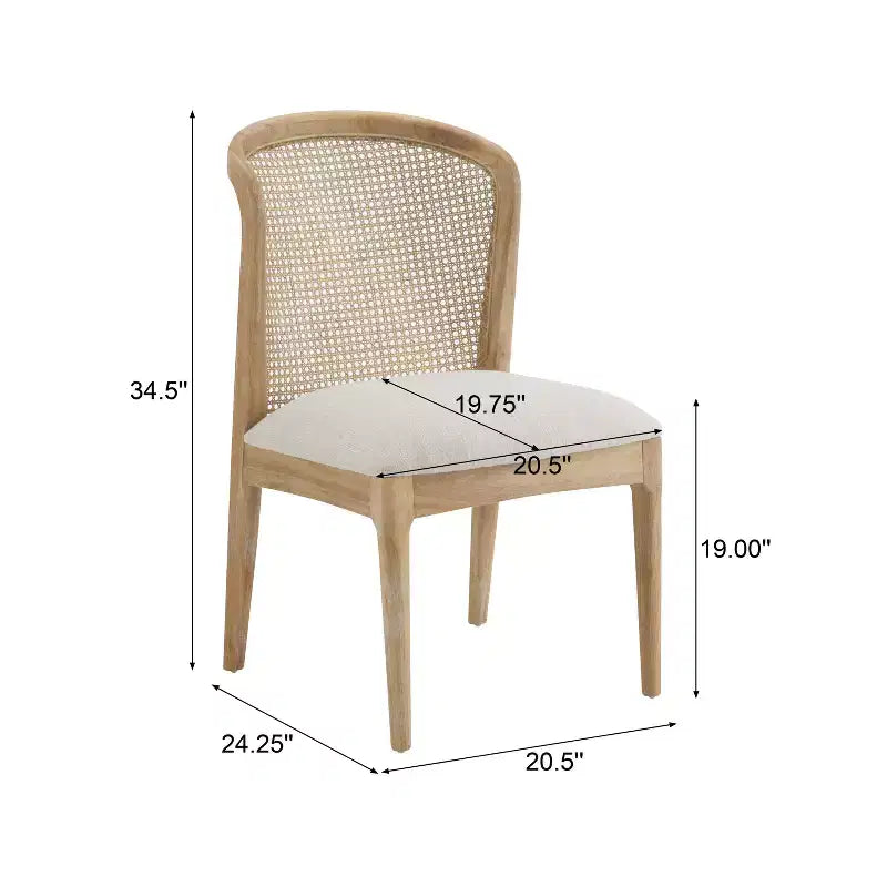 Set da pranzo espandibile in legno di Hevea con sedie rivestite in tessuto di rattan