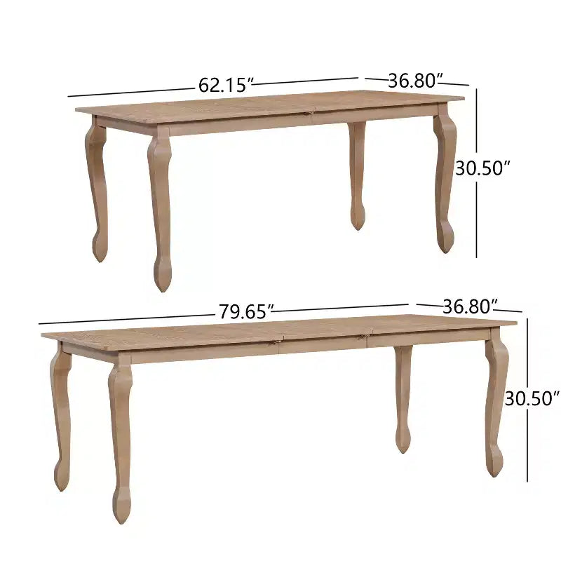Set da pranzo espandibile in legno di Hevea con sedie rivestite in tessuto di rattan