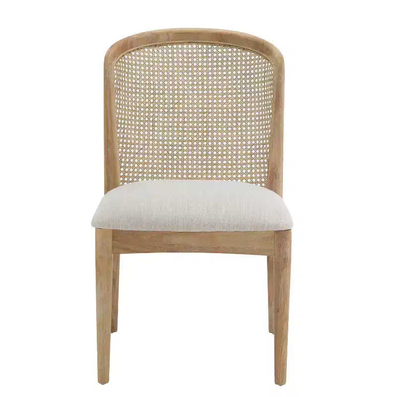 Set da pranzo espandibile in legno di Hevea con sedie rivestite in tessuto di rattan