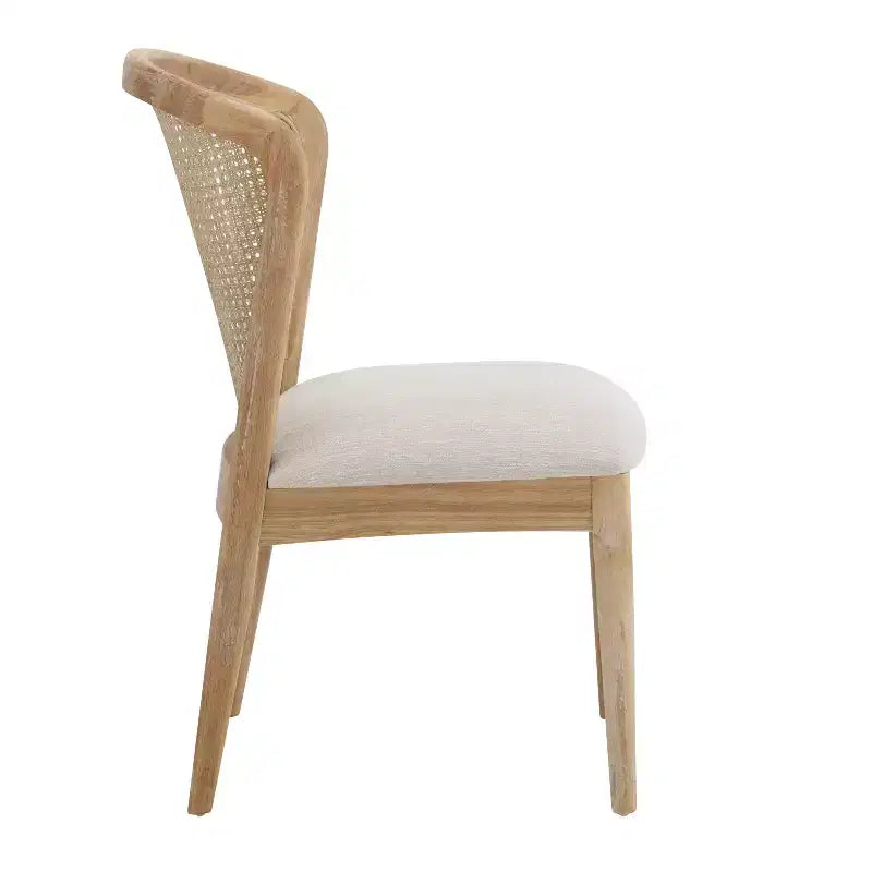 Set da pranzo espandibile in legno di Hevea con sedie rivestite in tessuto di rattan