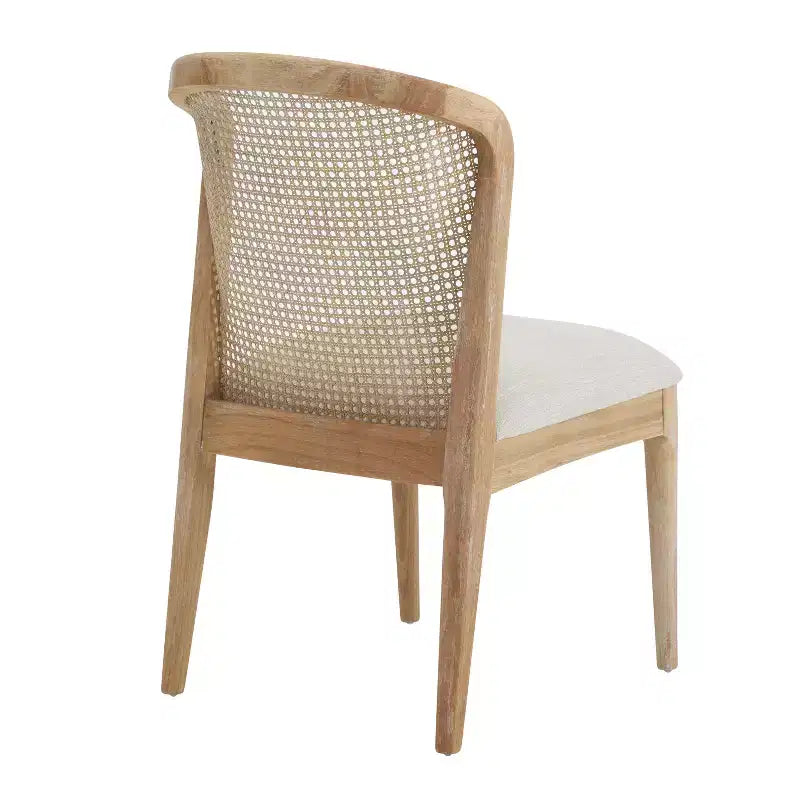 Set da pranzo espandibile in legno di Hevea con sedie rivestite in tessuto di rattan