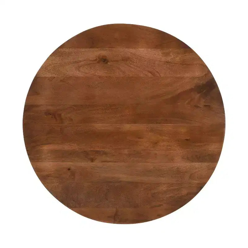 Tavolo da Pranzo Rotondo in Legno di Mango Lavorato a Mano da 30" con Base a Piedistallo Intrecciata Artigianale Marrone Noce