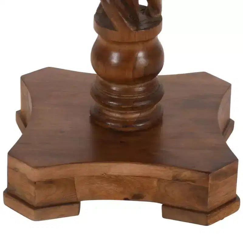 Tavolo da Pranzo Rotondo in Legno di Mango Lavorato a Mano da 30" con Base a Piedistallo Intrecciata Artigianale Marrone Noce