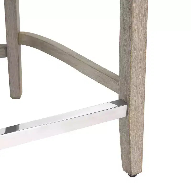 Sgabello da bancone Wingback imbottito con 24 bottoni trapuntati in lino, Marrone