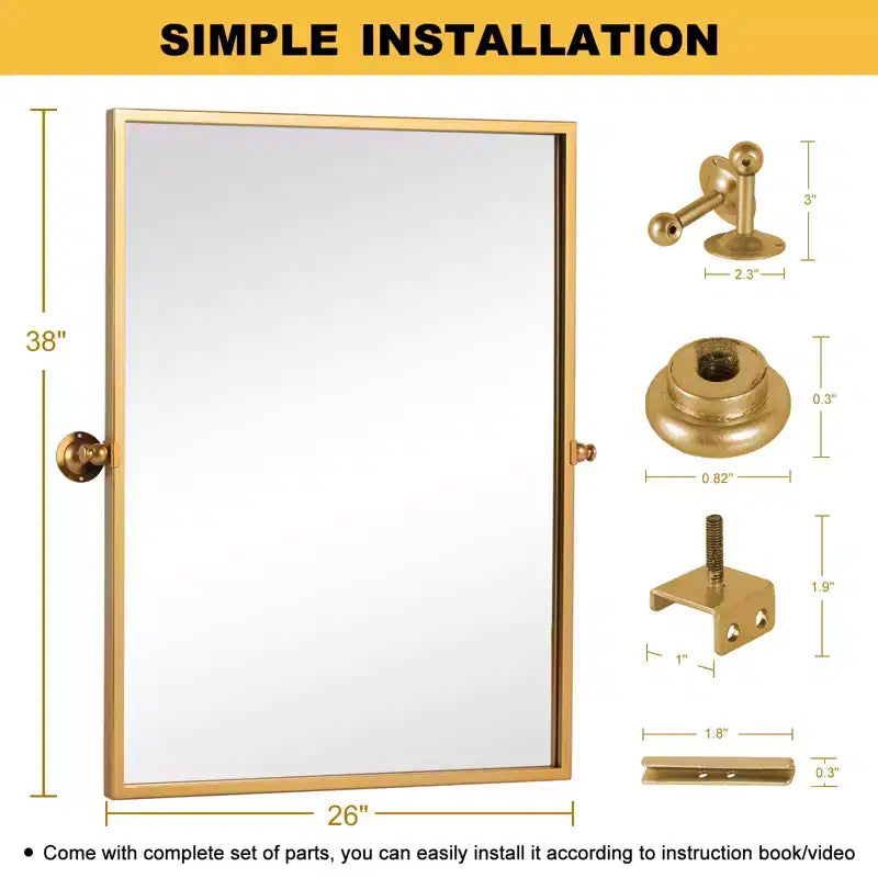 Specchio per bagno girevole con cornice in metallo
