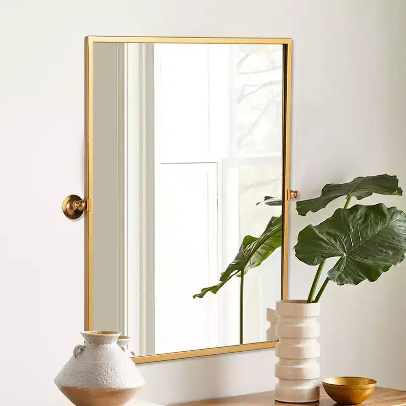 Specchio per bagno girevole con cornice in metallo