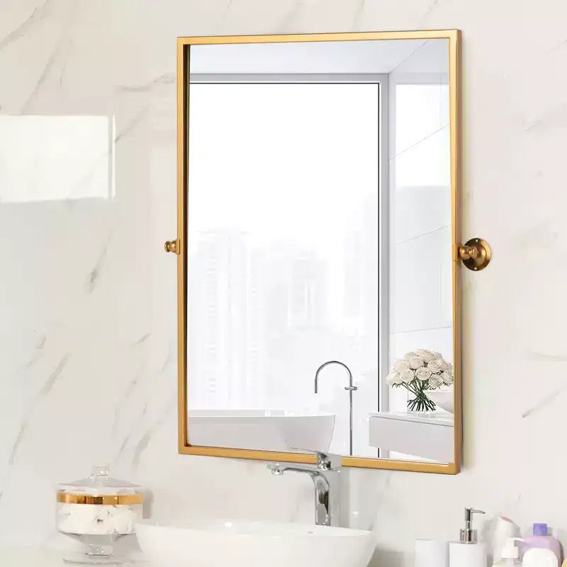 Specchio per bagno girevole con cornice in metallo