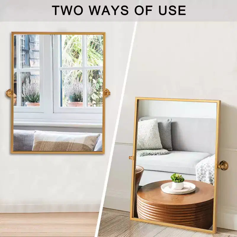 Specchio per bagno girevole con cornice in metallo