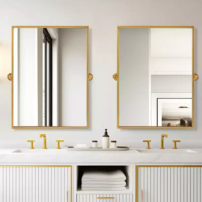 Specchio per bagno girevole con cornice in metallo