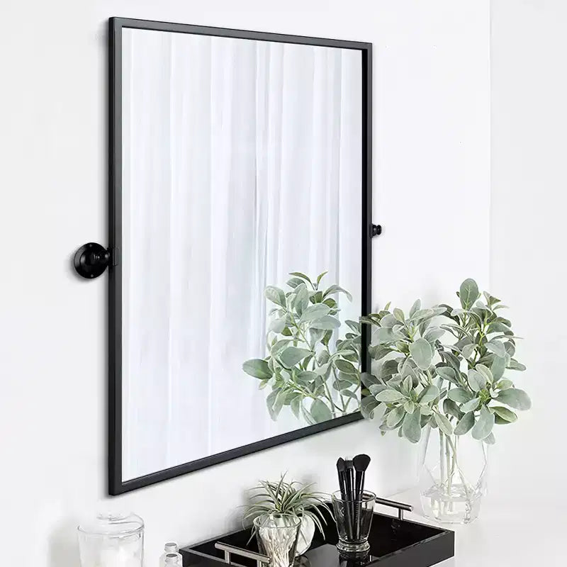 Specchio per bagno girevole con cornice in metallo