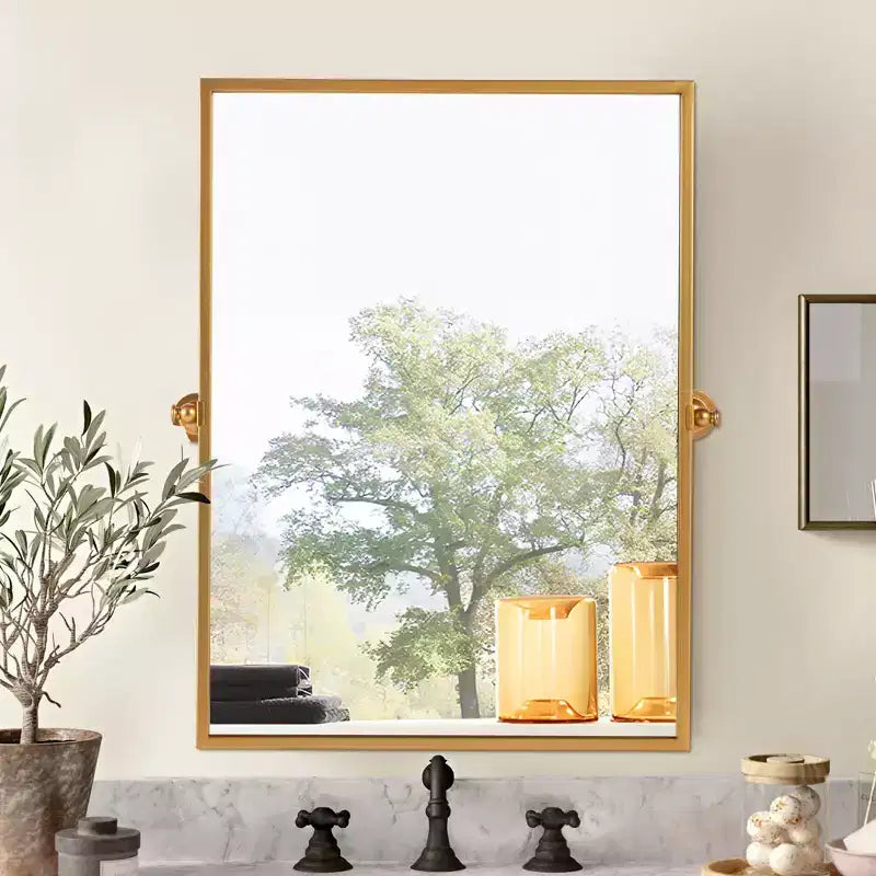 Specchio per bagno girevole con cornice in metallo