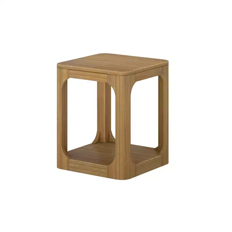 Tavolino quadrato con ripiano in legno massiccio, 20 pollici, tavolino da salotto con ripiano contenitore