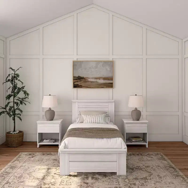 Struttura letto singolo con testiera, Letto a piattaforma in legno massello