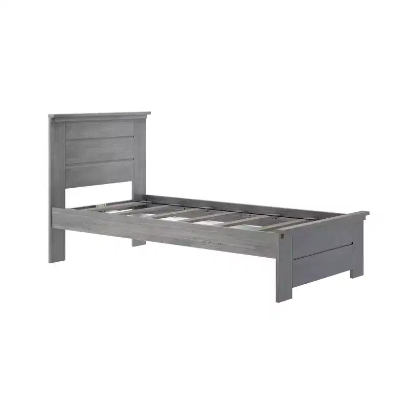 Struttura letto singolo con testiera, Letto a piattaforma in legno massello