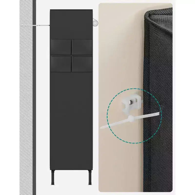 Armadio guardaroba, armadio portatile resistente da 65 pollici, organizzatore guardaroba indipendente, appendiabiti con copertura, 2 aste appendiabiti, nero